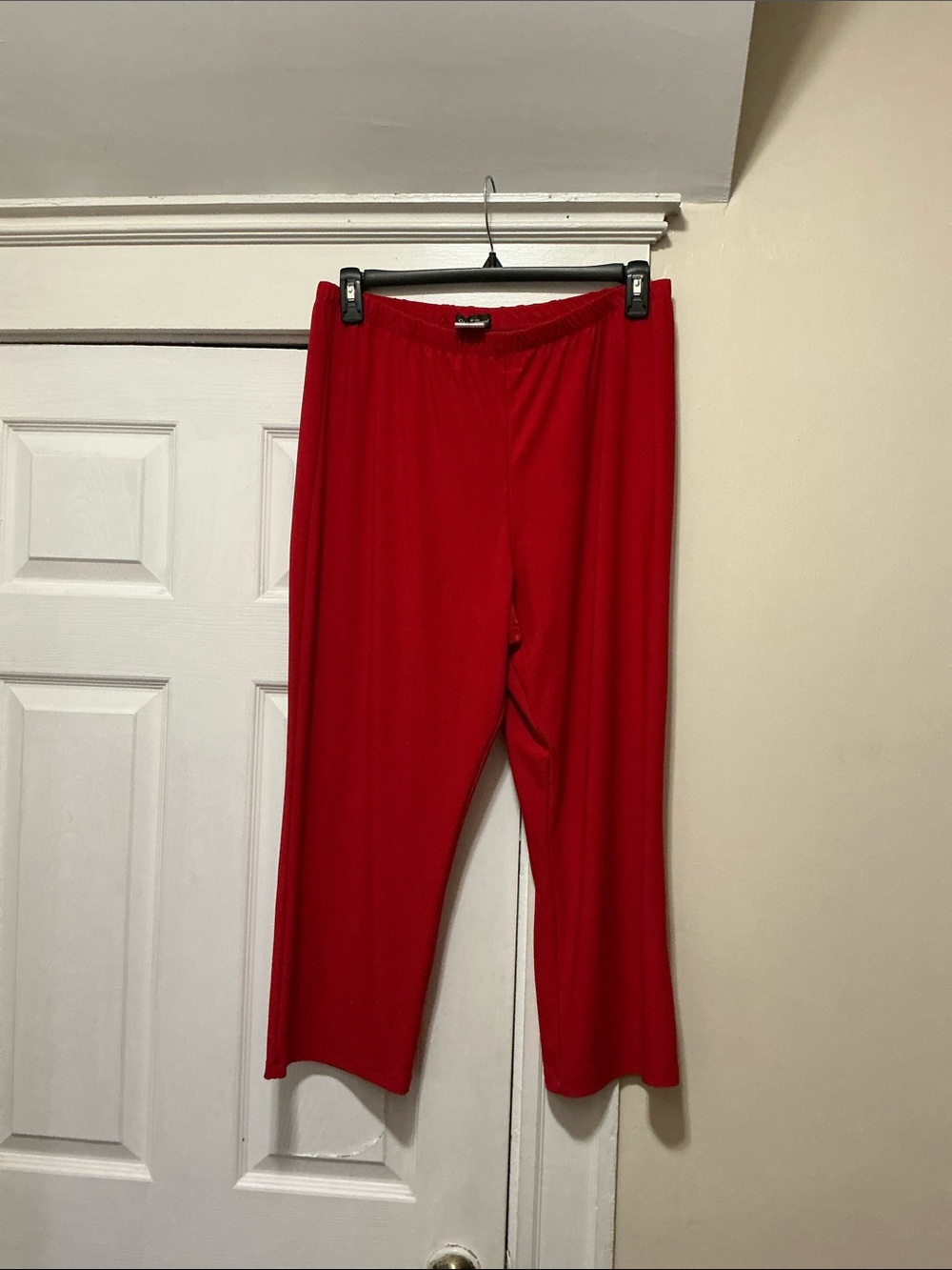 Slinky Brand Women's Vibrant Red Pull-On Cropped Wide-Leg Pants